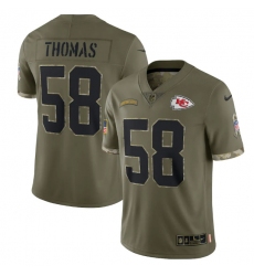 Men Kansas City Chiefs 58 Derrick Thomas Olive 2022 Salute To Service Limited Stitched Jersey