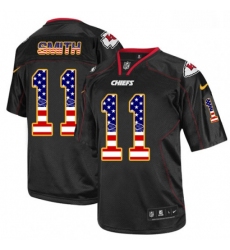Men Nike Kansas City Chiefs 11 Alex Smith Elite Black USA Flag Fashion NFL Jersey