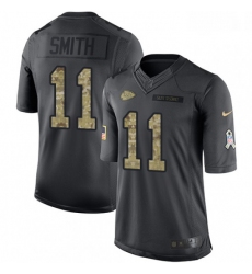 Men Nike Kansas City Chiefs 11 Alex Smith Limited Black 2016 Salute to Service NFL Jersey