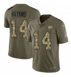 Men Nike Kansas City Chiefs 14 Sammy Watkins Limited OliveCamo 2017 Salute to Service NFL Jersey