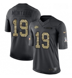 Men Nike Kansas City Chiefs 19 Joe Montana Limited Black 2016 Salute to Service NFL Jersey
