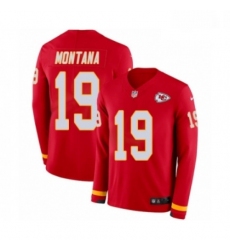 Men Nike Kansas City Chiefs 19 Joe Montana Limited Red Therma Long Sleeve NFL Jersey