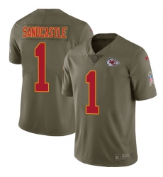 Nike Chiefs #1 Leon Sandcastle Olive Mens Stitched NFL Limited 2017 Salute to Service Jersey