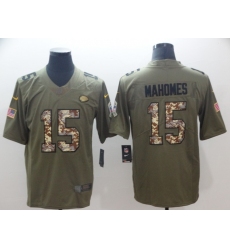 Nike Chiefs 15 Patrick Mahomes Olive Camo Salute To Service Limited Jersey