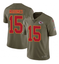 Nike Chiefs #15 Patrick Mahomes Olive Mens Stitched NFL Limited 2017 Salute to Service Jersey