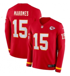 Nike Chiefs 15 Patrick Mahomes Red Therma Long Sleeve NFL Jersey