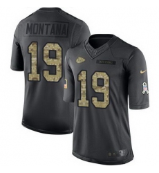 Nike Chiefs #19 Joe Montana Black Mens Stitched NFL Limited 2016 Salute to Service Jersey