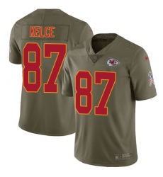 Nike Chiefs #87 Travis Kelce Olive Mens Stitched NFL Limited 2017 Salute to Service Jersey