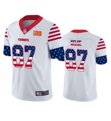 Nike Chiefs 87 Travis Kelce White USA Flag Fashion Limited Jersey