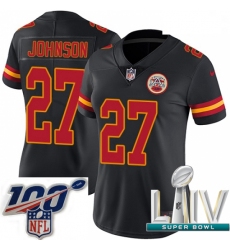 2020 Super Bowl LIV Women Nike Kansas City Chiefs #27 Larry Johnson Limited Black Rush Vapor Untouchable NFL Jersey