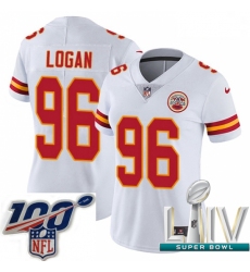 2020 Super Bowl LIV Women Nike Kansas City Chiefs #96 Bennie Logan White Vapor Untouchable Limited Player NFL Jersey