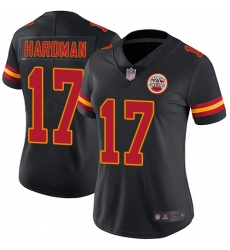 Chiefs 17 Mecole Hardman Black Women Stitched Football Limited Rush Jersey