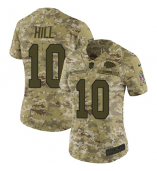 Nike Chiefs #10 Tyreek Hill Camo Women Stitched NFL Limited 2018 Salute to Service Jersey