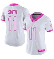 Nike Chiefs #11 Alex Smith White Pink Womens Stitched NFL Limited Rush Fashion Jersey