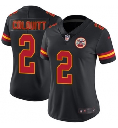 Nike Chiefs #2 Dustin Colquitt Black Womens Stitched NFL Limited Rush Jersey