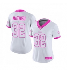 Womens Kansas City Chiefs 32 Tyrann Mathieu Limited White Pink Rush Fashion Football Jersey