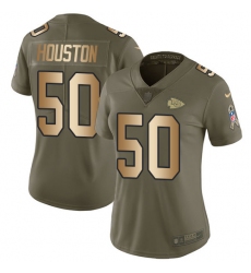 Womens Nike Chiefs #50 Justin Houston Olive Gold  Stitched NFL Limited 2017 Salute to Service Jersey