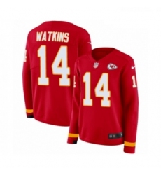 Womens Nike Kansas City Chiefs 14 Sammy Watkins Limited Red Therma Long Sleeve NFL Jersey