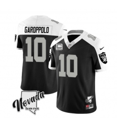 Men Las Vegas Raiders 10 Jimmy Garoppolo Black White 2023 F U S E Nevada Silver Stat With 4 Star C Patch Stitched Football Jersey