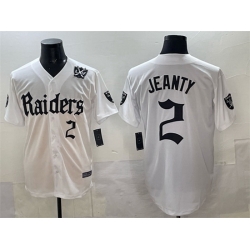 Men Las Vegas Raiders 2 Ashton Jeanty White  27Gothic Sin City Shadows Edition 27 With 65th Anniversary Patch Vapor Limited Stitched Baseball Jersey