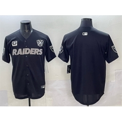Men Las Vegas Raiders Blank Black With Nevada Silver Stat Patch And 65th Anniversary Patch 3 Star C Patch Stitched Baseball Jersey