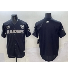 Men Las Vegas Raiders Blank Black With Nevada Silver Stat Patch And 65th Anniversary Patch 3 Star C Patch Stitched Baseball Jersey