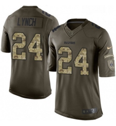 Mens Nike Oakland Raiders 24 Marshawn Lynch Limited Green Salute to Service NFL Jersey