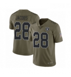 Mens Oakland Raiders 28 Josh Jacobs Limited Olive 2017 Salute to Service Football Jersey