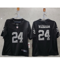 Women Las Vegas Raiders 24 Charles Woodson Black 2025 F U S E  Vapor Stitched Jersey  Women Las Vegas Raiders 24 Charles Woodson Black 2025 F U S E  Vapor Stitched Jersey