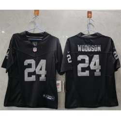 Women Las Vegas Raiders 24 Charles Woodson Black 2025 F U S E  Vapor Stitched Jersey 