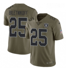 Youth Nike Oakland Raiders 25 Fred Biletnikoff Limited Olive 2017 Salute to Service NFL Jersey