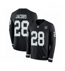 Youth Oakland Raiders 28 Josh Jacobs Limited Black Therma Long Sleeve Football Jersey