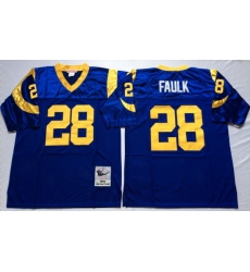 Men Los Angeles Rams 28 Marshall Faulk Blue M&N Throwback Jersey