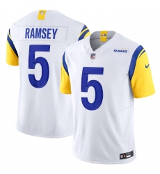 Men Los Angeles Rams 5 Jalen Ramsey White 2023 F U S E  Vapor Untouchable Limited Stitched Football Jersey