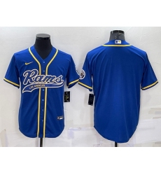 Men Los Angeles Rams Blank Blue With Patch Cool Base Stitched Baseball Jersey_ u526F u672C