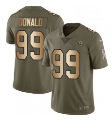 Men Nike Los Angeles Rams 99 Aaron Donald Limited OliveGold 2017 Salute to Service NFL Jersey