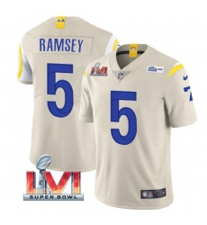 Nike Los Angeles Rams 5 Jalen Ramsey Bone 2022 Super Bowl LVI Vapor Limited Jersey