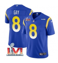 Nike Los Angeles Rams 8 Matt Gay Royal 2022 Super Bowl LVI Vapor Limited Jersey