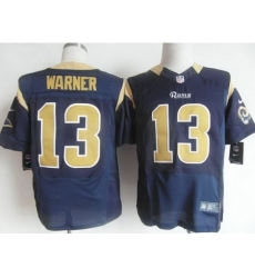 Nike St. Louis Rams 13 Kurt Warner Blue Elite NFL Jersey