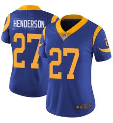 Rams 27 Darrell Henderson Royal Blue Alternate Women Stitched Football Vapor Untouchable Limited Jersey