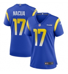 Women Los Angeles Rams 17 Puka Nacua Blue Stitched Game Jersey  Run Small