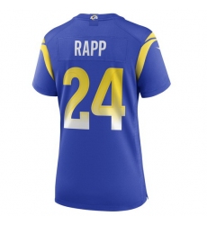 Women Los Angeles Rams #24 Taylor Rapp Blue Bone Stitched Football Limited Jersey