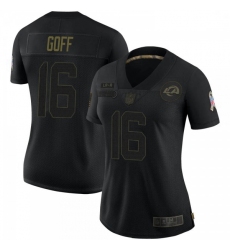 Women Los Angeles Rams Jared Goff Black 2020 Salute To Service Limited Jersey