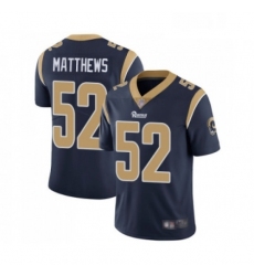 Youth Los Angeles Rams 52 Clay Matthews Navy Blue Team Color Vapor Untouchable Limited Player Football Jersey