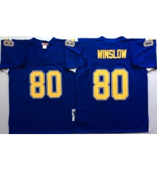 Chargers 80 Kellen Winslow Blue Throwback Jersey