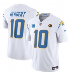 Men Los Angeles Chargers 10 Justin Herbert White 2023 F U S E  With 3 Star C Patch And John Madden Patch Vapor Limited Stitched Football Jersey