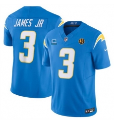 Men Los Angeles Chargers 3 Derwin James Jr  Light Blue 2023 F U S E  With John Madden Patch Vapor Limited Stitched Football Jersey