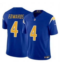 Men Los Angeles Chargers 4 Gus Edwards Royal 2024 F U S E  Vapor Limited Stitched Football Jersey