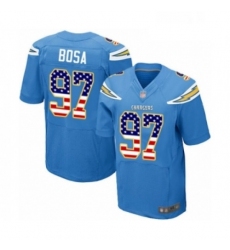 Men Los Angeles Chargers 97 Joey Bosa Elite Electric Blue Alternate USA Flag Fashion Football Jersey