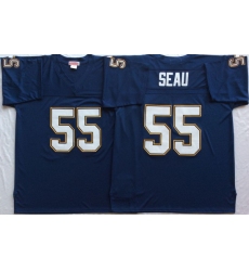 Men Nike Los Angeles Chargers 55 Junior Seau Navy M&N Throwback Jersey